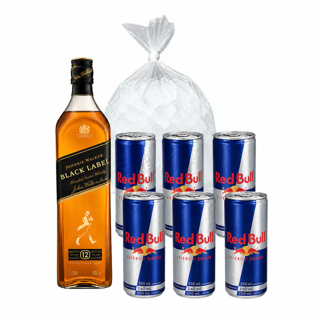 Combo Black Label (Whisky Black Label 1L + 6 Red Bull + Gelo)